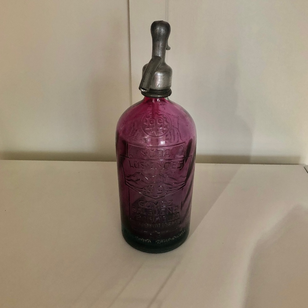 Purple Seltzer bottle - decoration only  5" x 12"